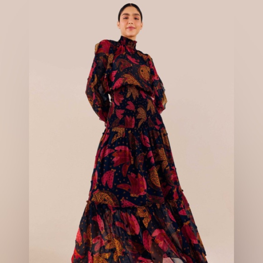 FARM Rio Patchwork bananas maxi smocked dress